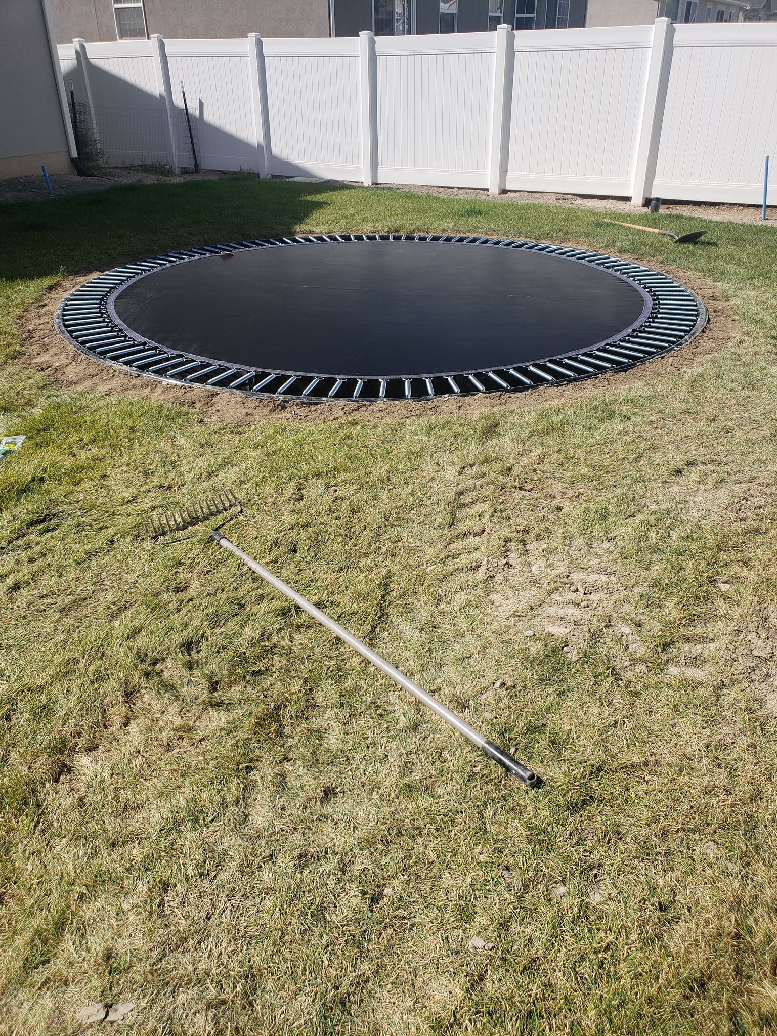 Patino Landscaping Utah inground trampolin finished