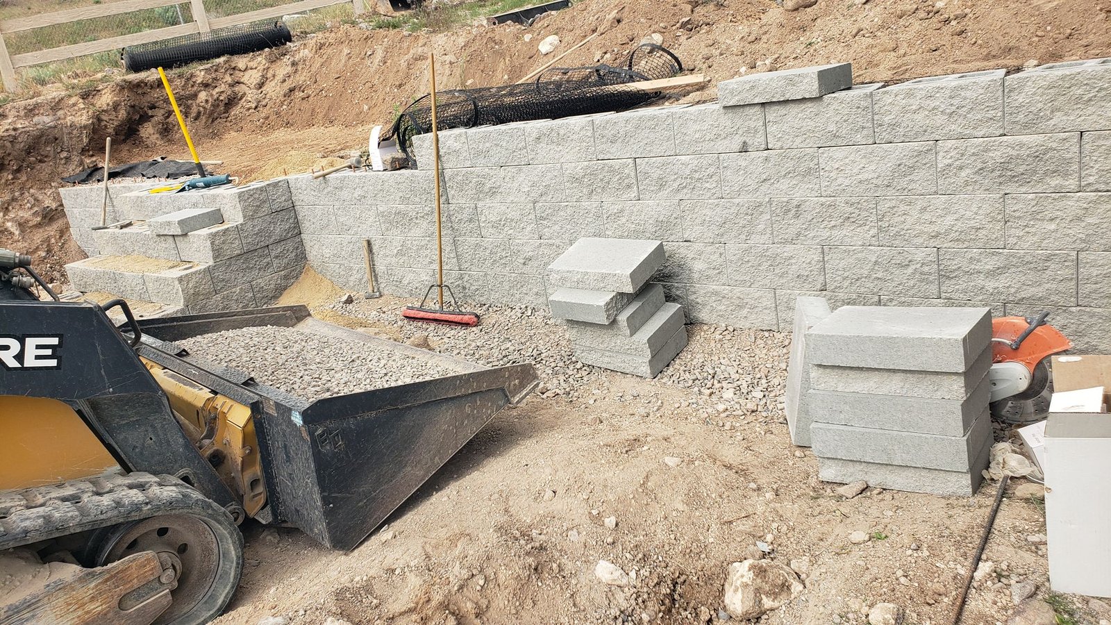 Patino Landscaping Utah retaining wall in process